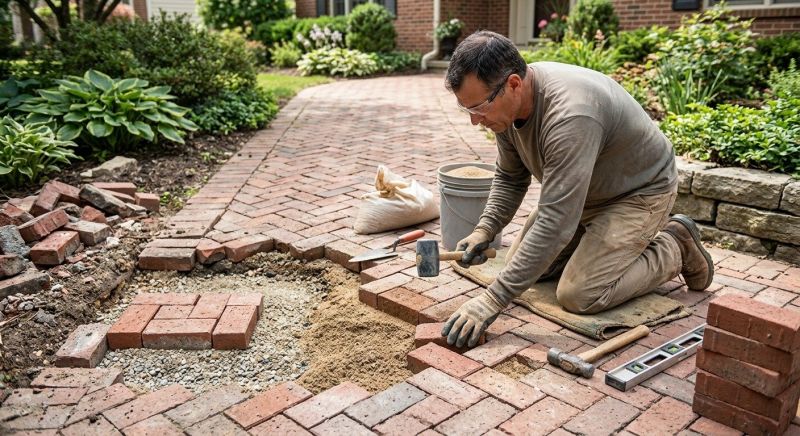 Brick Pathway Repair in Keller, TX