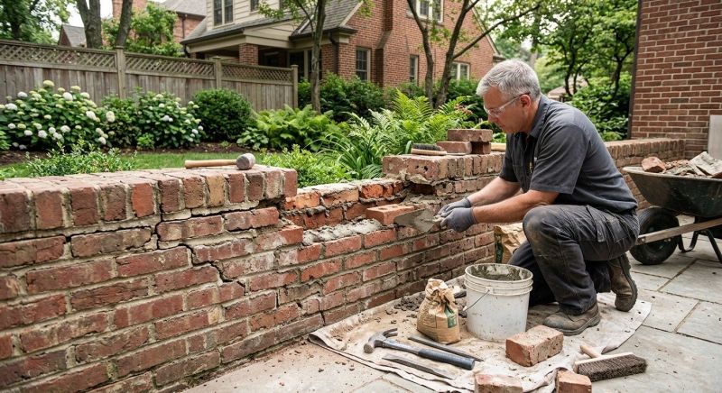 Brick Wall Repair in Rhome, TX