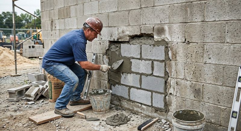 Cinder Block Wall Repair in Bedford, TX