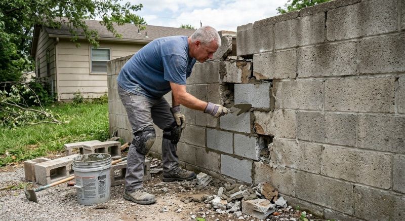Cinder Block Wall Repair in Roanoke, TX