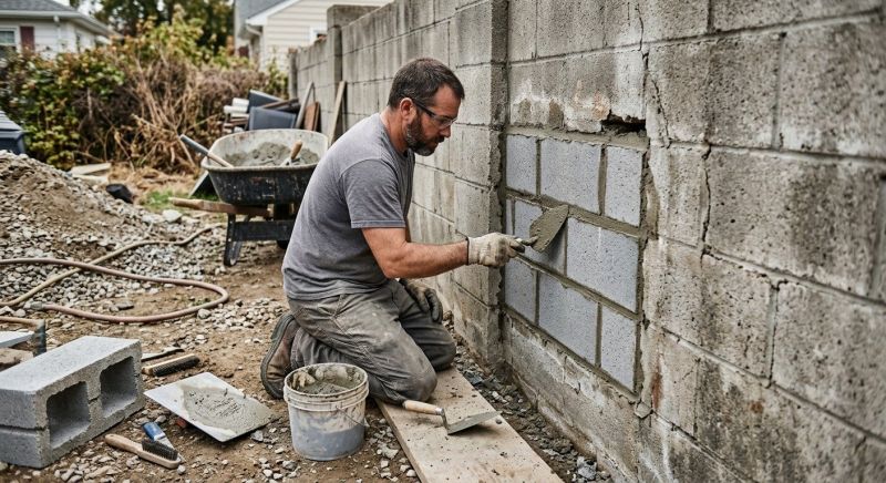 Cinder Block Wall Repair in The Colony, TX