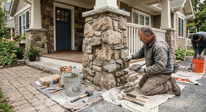 Stone Column Repair in Keller, TX